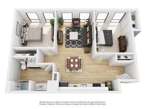 Floor plan for 2 beds, 2 baths, 1176 sqft